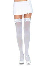 Leg Avenue Nylon Thigh High with Bow - Plus Size